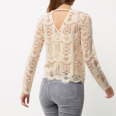 Nude lace blouse